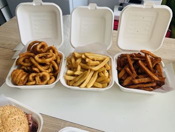 High angle view of food on table