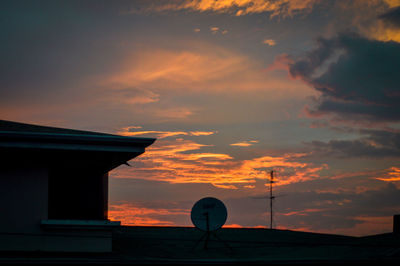 Low angle view of silhouette building against sky during sunset