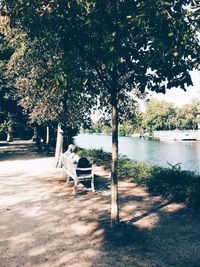 Empty bench in park