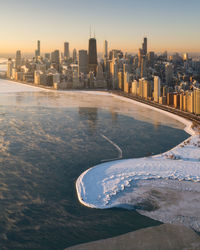 Chicago aerial view in winter