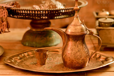 Close-up of cocktail in glass on table