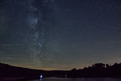 Scenic view of lake against star field at night