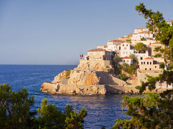 Scenic view of sea against clear sky