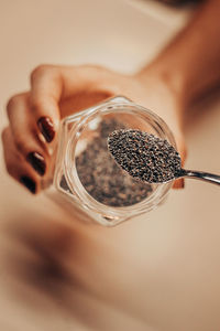 Close-up of woman holding ice cream