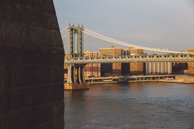 Suspension bridge at sunset