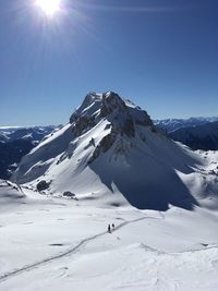 Scenic view of snowcapped mountain against sky