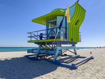 Rescue post, lifeguard tower on south beach in miami beach in the city of miami florida 