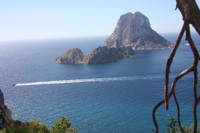 Scenic view of sea against clear sky