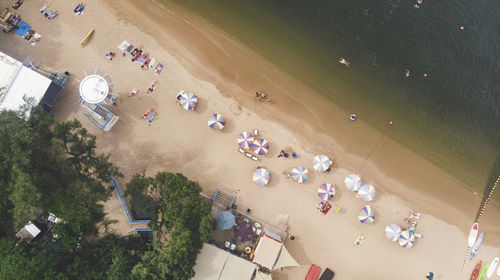 High angle view of people at beach