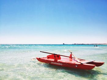 Scenic view of sea against blue sky