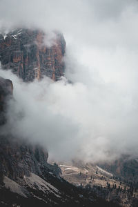 Scenic view of mountain in foggy weather