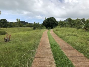 Scenic view of land against sky