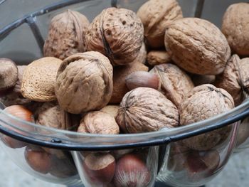 Close-up of nuts in bowl on table