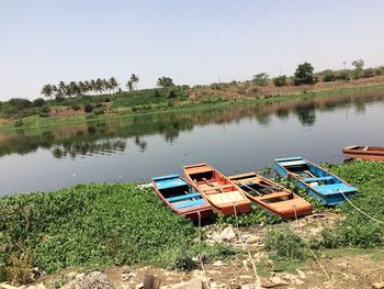 Calm lake with trees in background