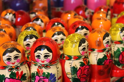 Close-up of russian nesting doll for sale in market