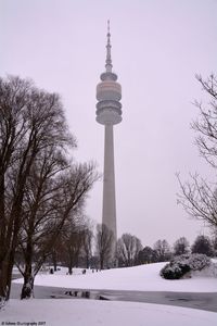 Communications tower in winter