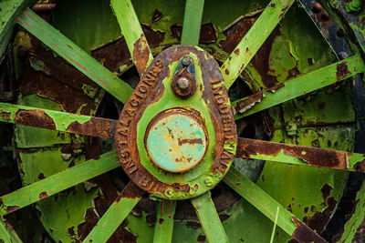 Close-up of rusty wheel