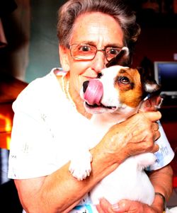 Portrait of man with dog