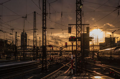 View of railway tracks at sunset