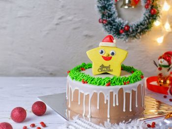 Close-up of cake on table