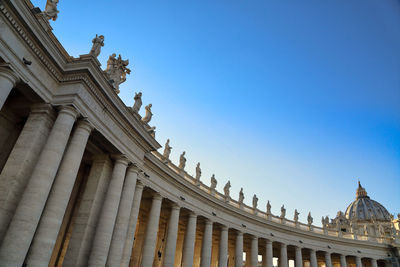 Low angle view of building against blue sky