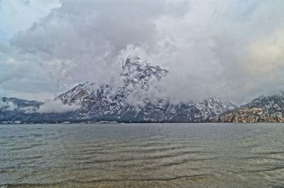 Scenic view of sea against cloudy sky