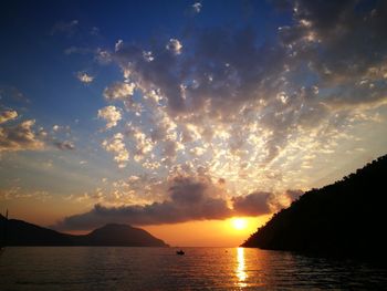 Scenic view of sea at sunset