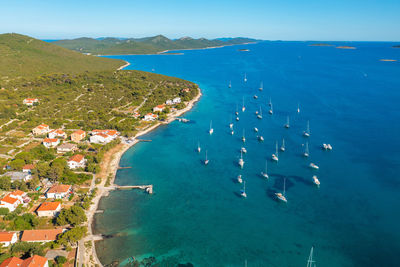 Aerial view of the ist town, the adriatic sea in croatia