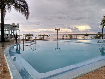 Scenic view of swimming pool against sky. termas