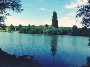 Scenic view of lake against sky