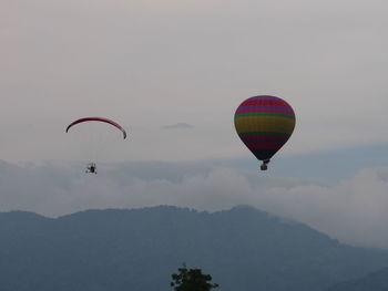 Low angle view of hot air balloon against sky