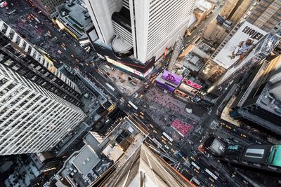 Aerial view of city street