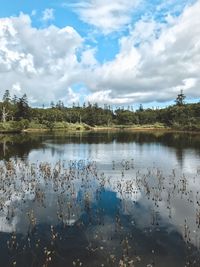 Scenic view of lake against sky