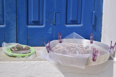 Close-up of blue door