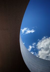 Low angle view of sky seen through wall