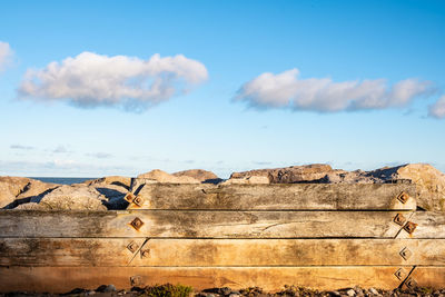 Decaying wooden sea defences