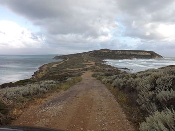 Scenic view of sea against cloudy sky