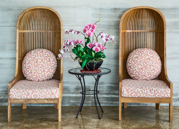 Potted plants on table at home