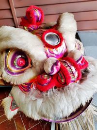 Close-up of dog with christmas decoration