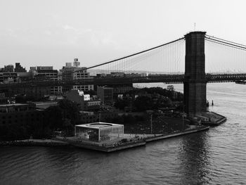 Suspension bridge over river