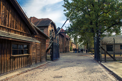 Main entrance fence, auschwitz birkenau concentration camp, poland