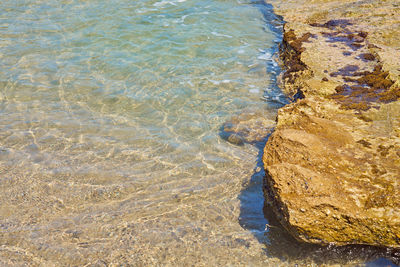 High angle view of rocks on beach