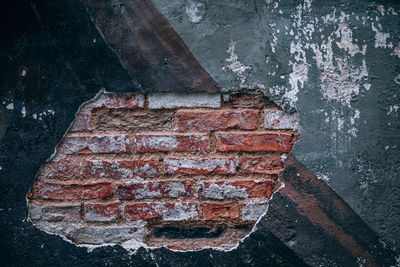 Full frame shot of damaged brick wall