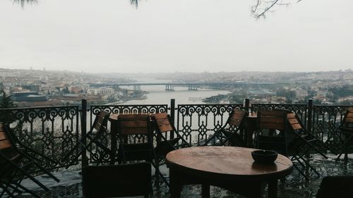 Scenic view of river by city against sky