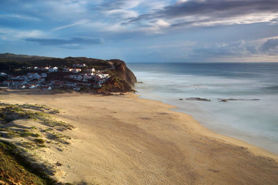 Scenic view of beach against sky