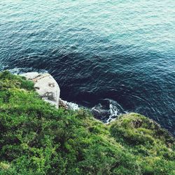 High angle view of sea