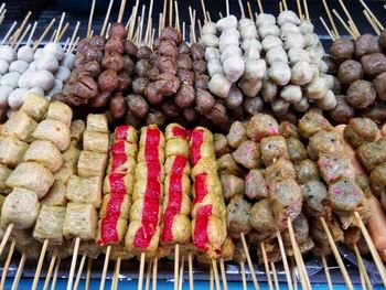 High angle view of vegetables at market stall