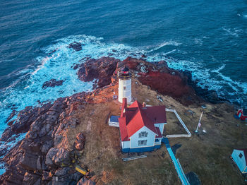 High angle view of rocks on beach