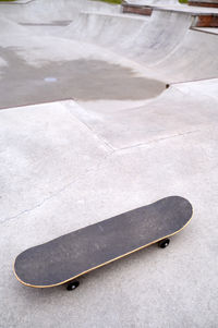 High angle view of skateboard on street