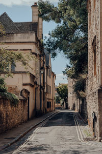 View of a street in old town of oxford, uk, on a summer day.